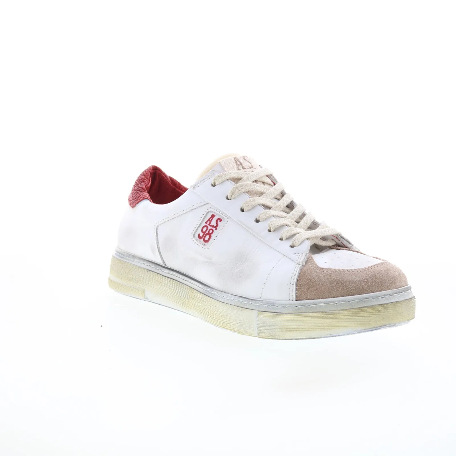 A.S. 98 Flanch Mens White Leather Lace Up Lifestyle Sneakers Shoes