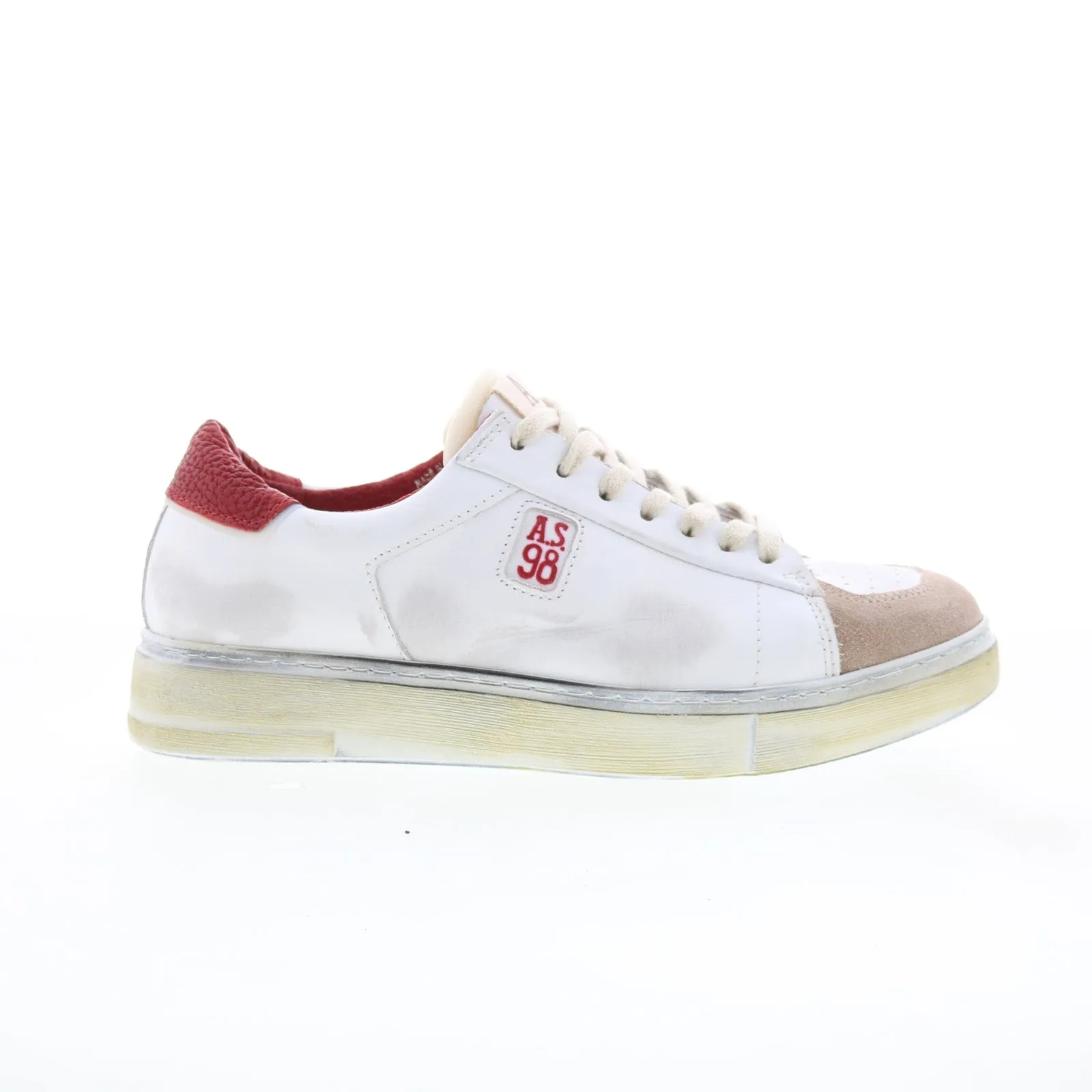 A.S. 98 Flanch Mens White Leather Lace Up Lifestyle Sneakers Shoes