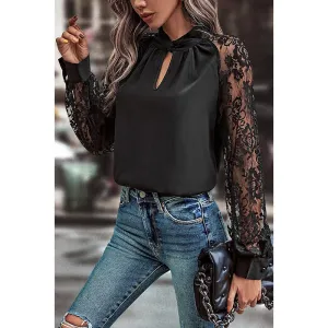 Business Casual Lace Stitching Long-sleeved Top
