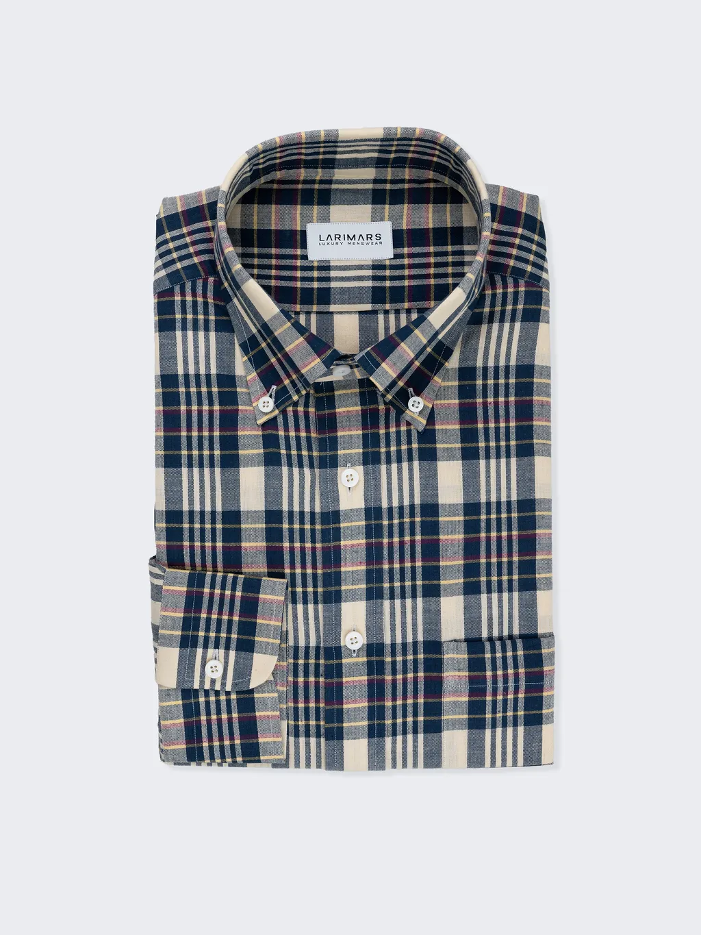 Cream & Blue Madras Check