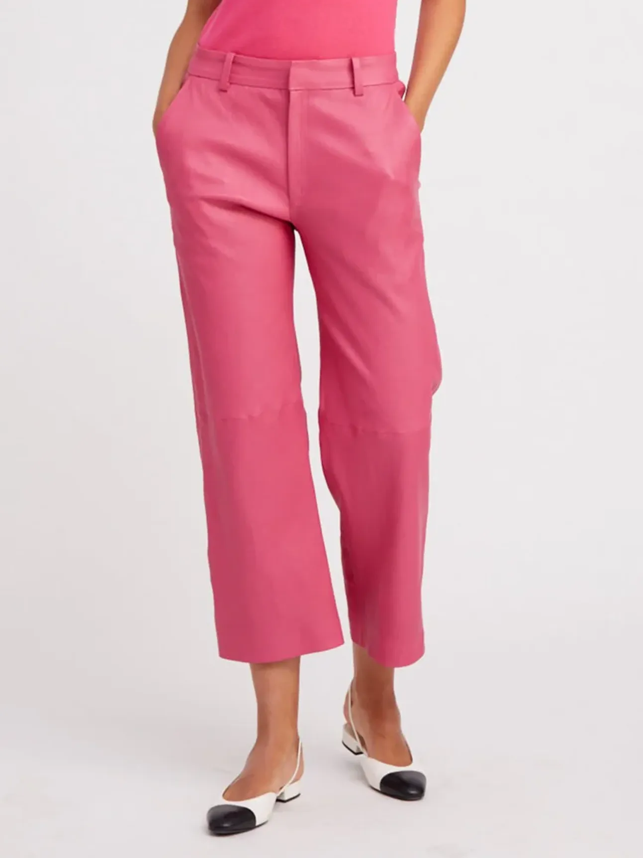 Hot Pink Cropped Baggy Lowrise Trousers