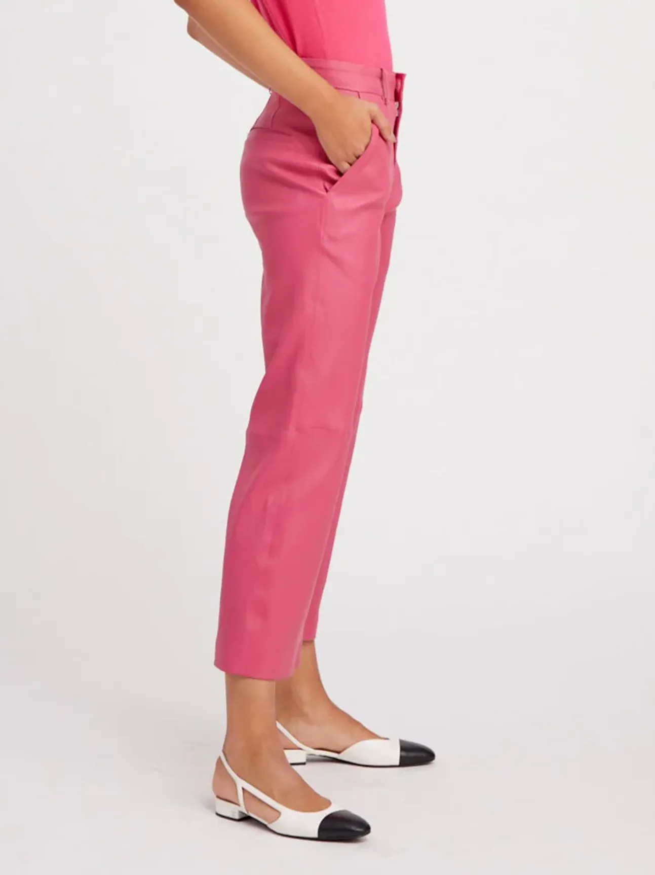 Hot Pink Cropped Baggy Lowrise Trousers