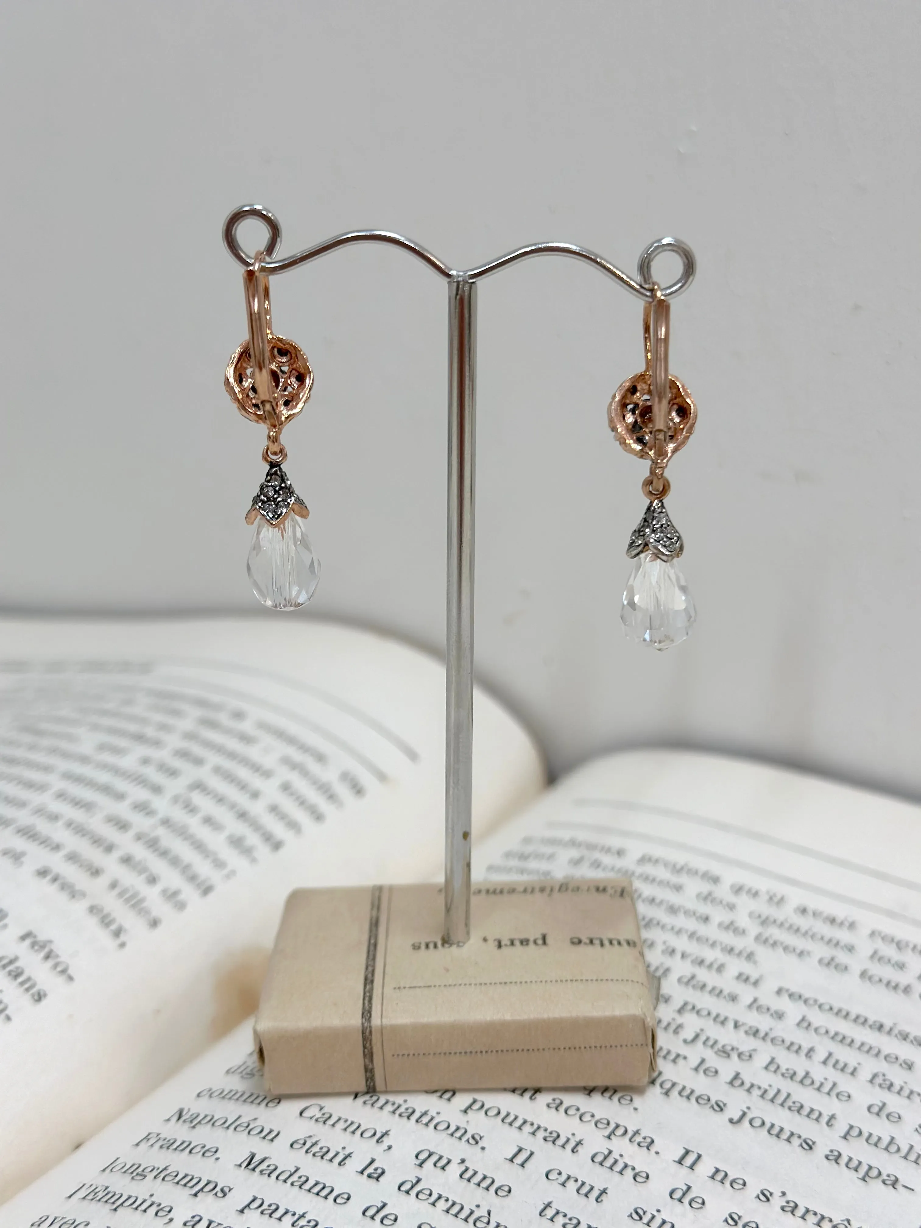 Italian Crystal & Fume Drop Earrings