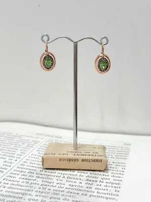Italian Peridot And Crystal Oval Cut Out Earrings