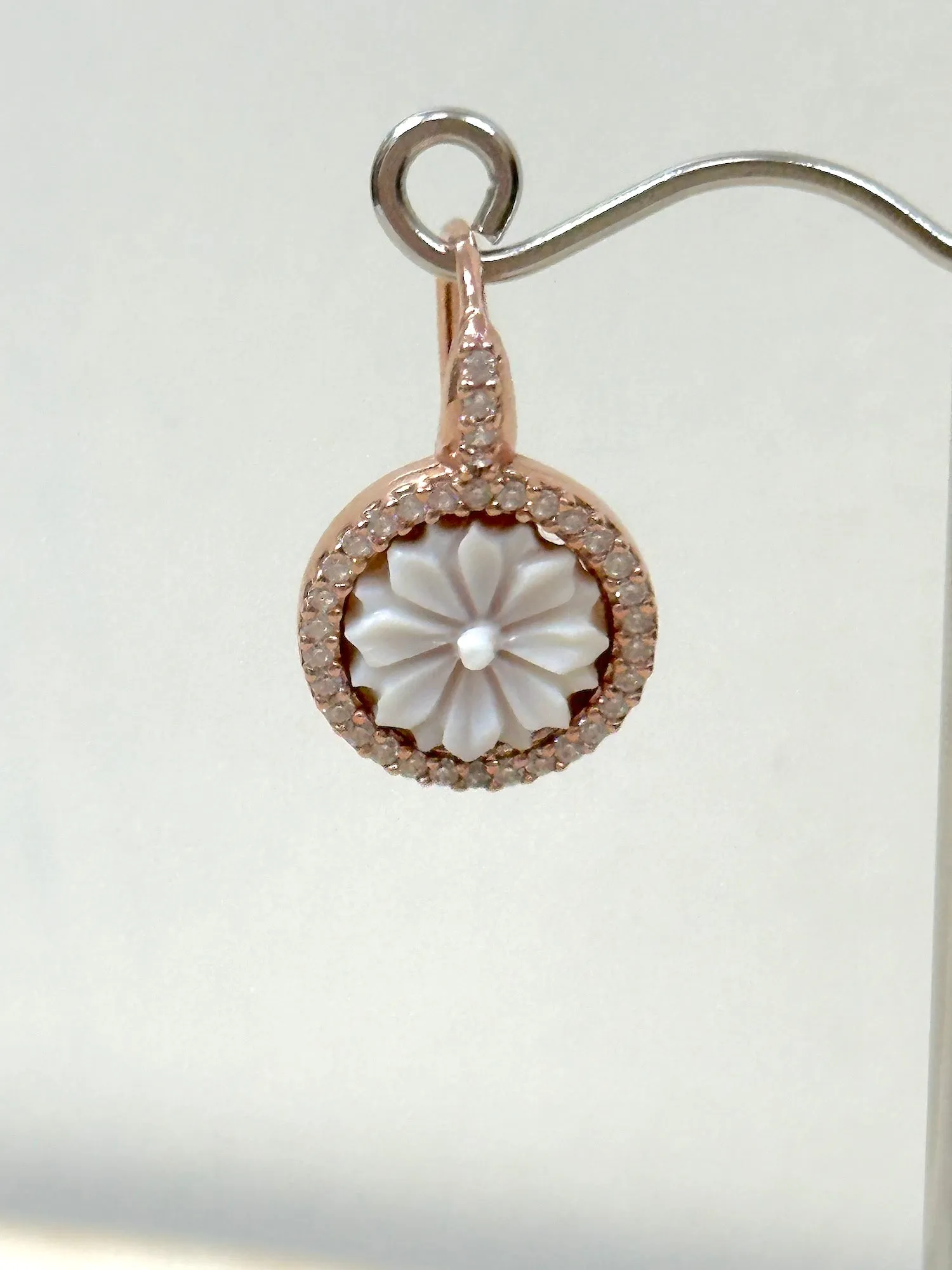 Italian Small Round Daisy Cameo Earrings