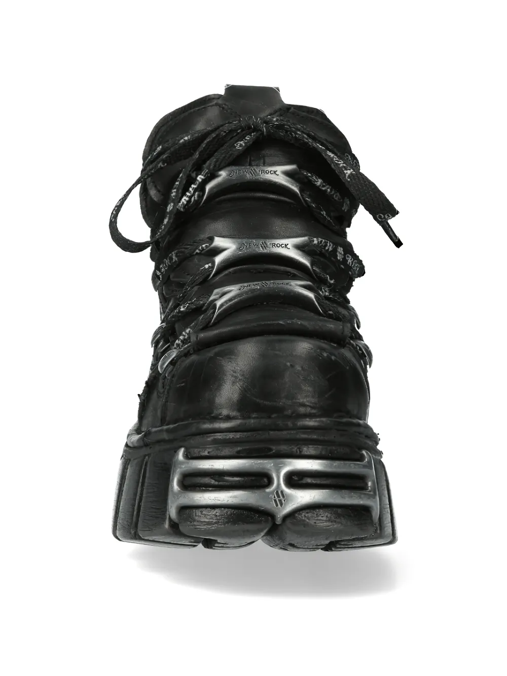 NEW ROCK Rugged Black Platform Boots with Industrial Charm