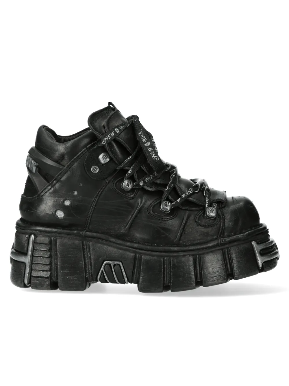 NEW ROCK Rugged Black Platform Boots with Industrial Charm
