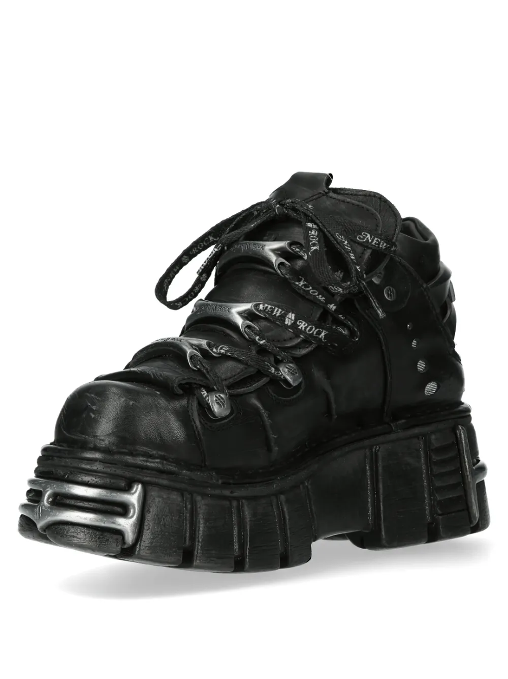 NEW ROCK Rugged Black Platform Boots with Industrial Charm