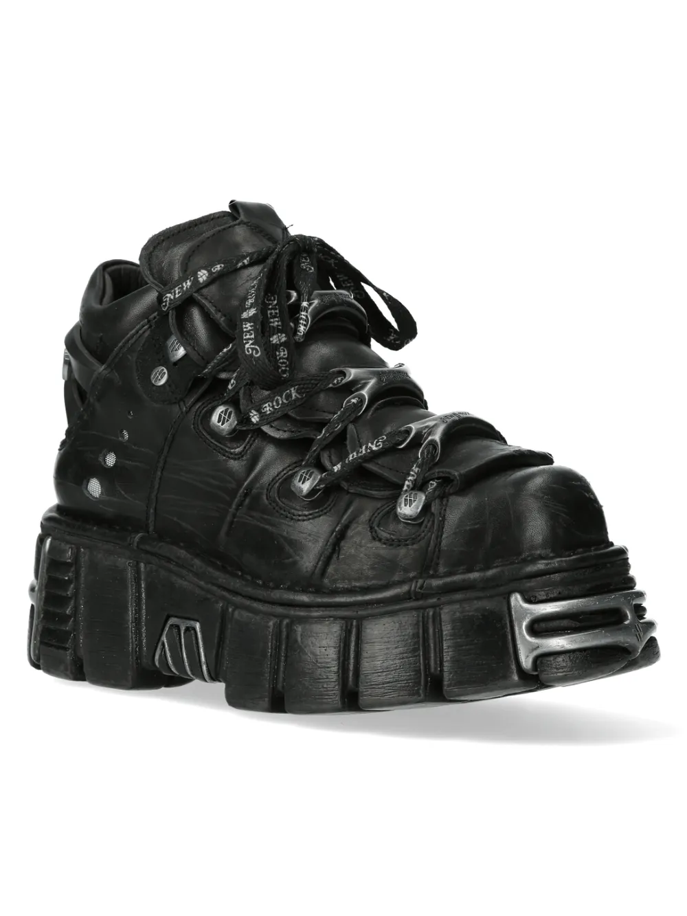 NEW ROCK Rugged Black Platform Boots with Industrial Charm