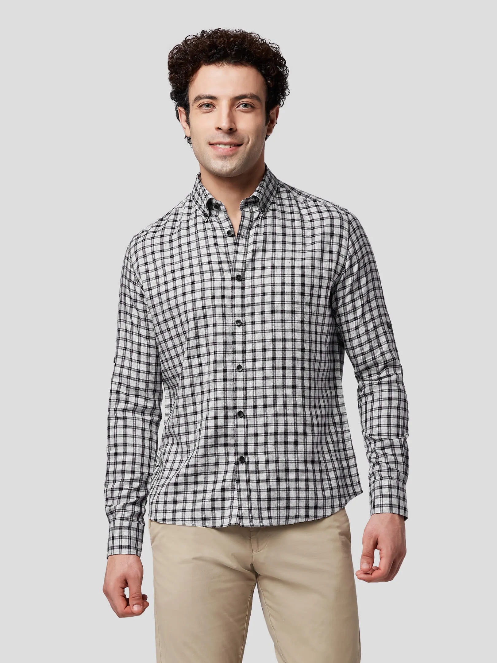 Spruce Grey Mlange Check Shirt