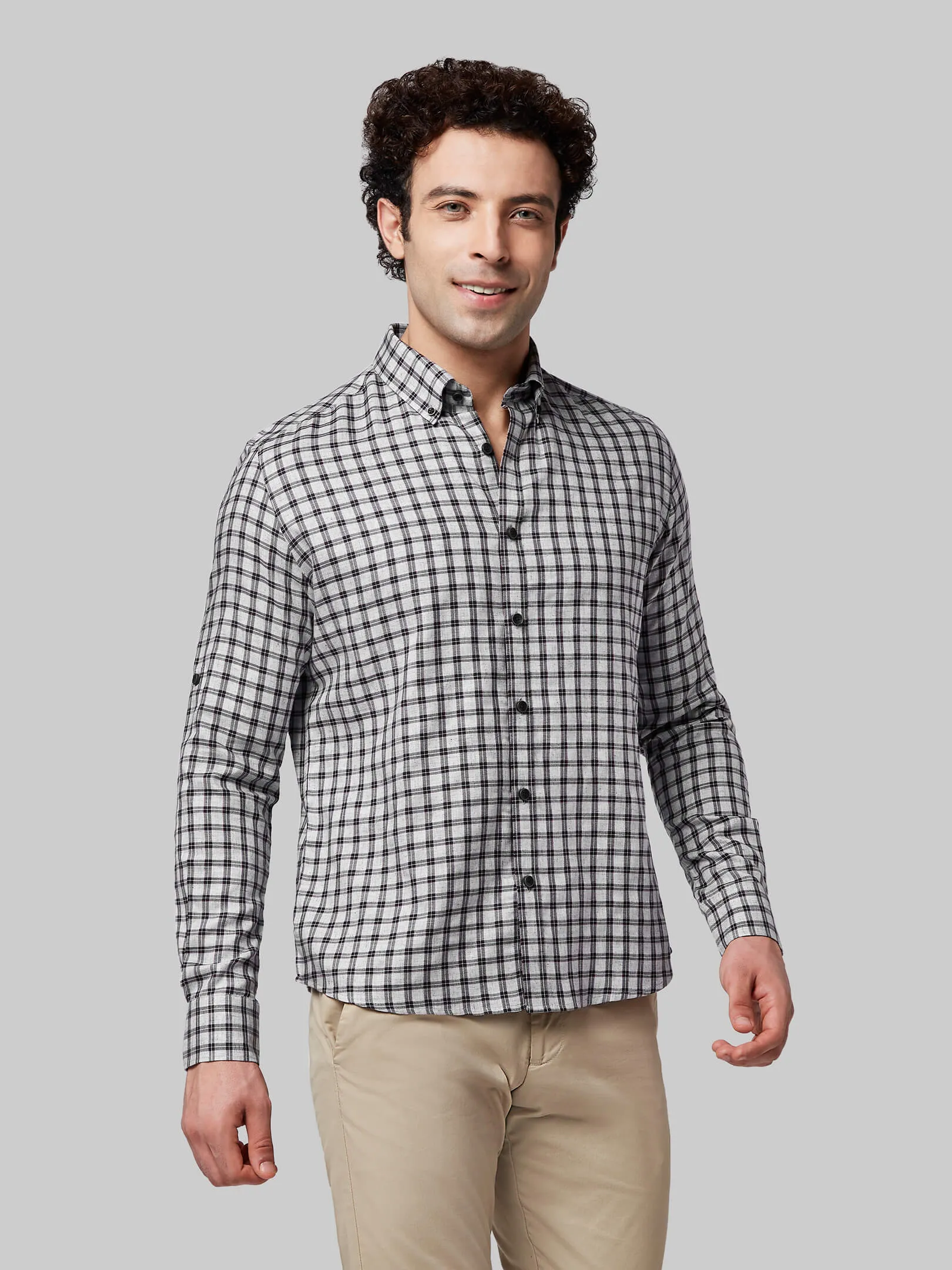 Spruce Grey Mlange Check Shirt