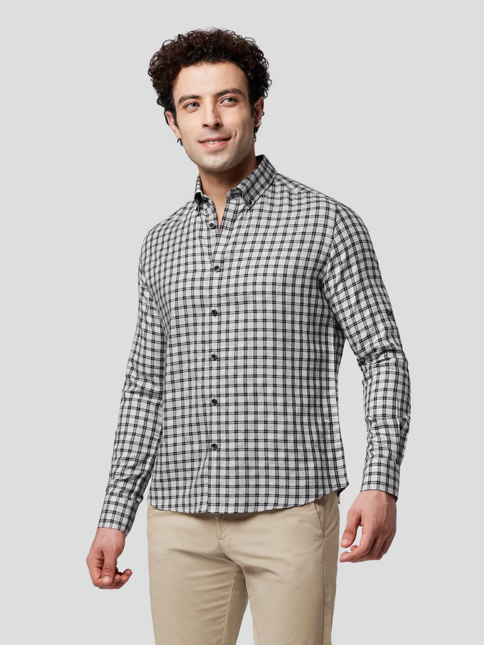 Spruce Grey Mlange Check Shirt