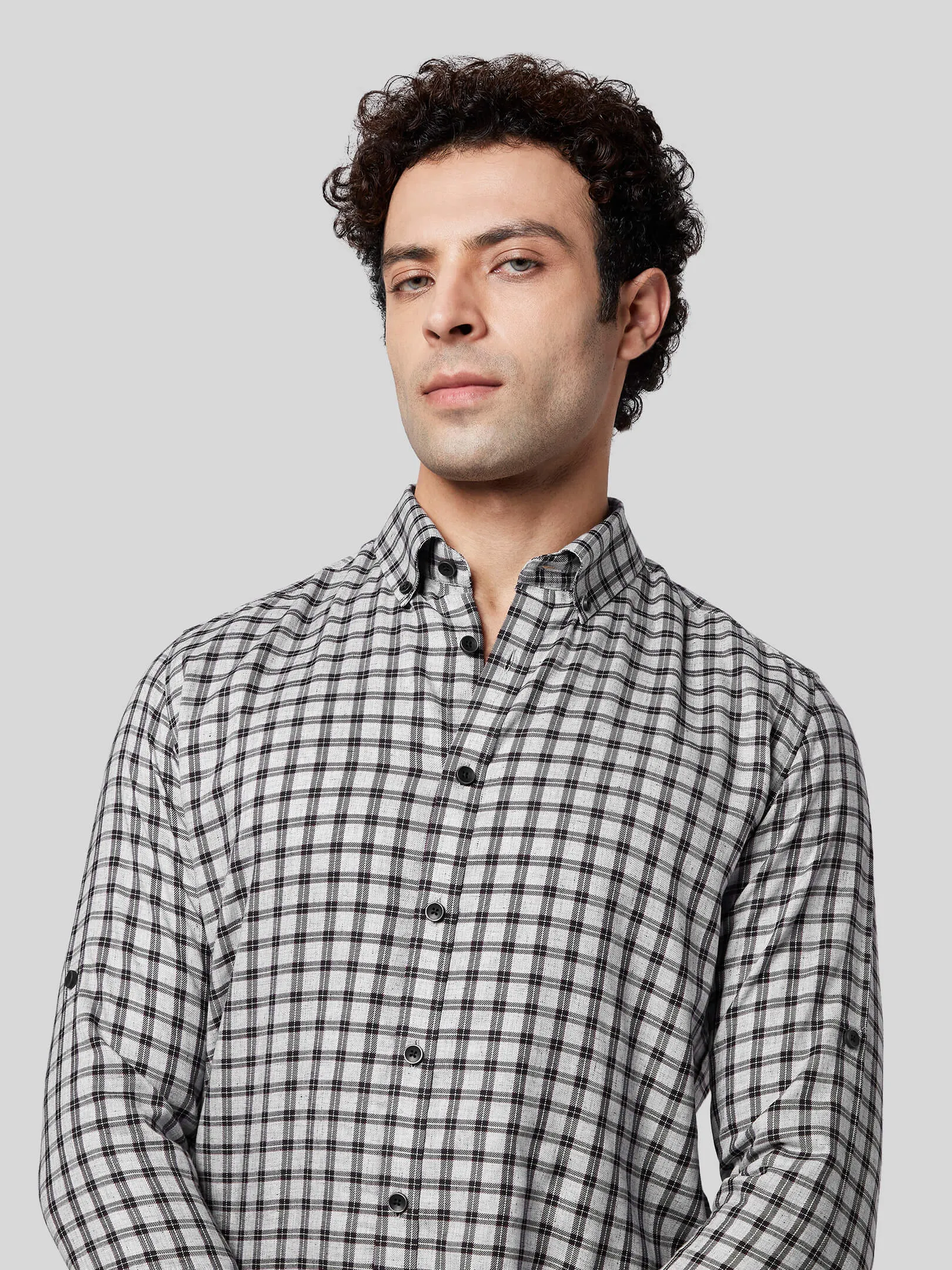 Spruce Grey Mlange Check Shirt