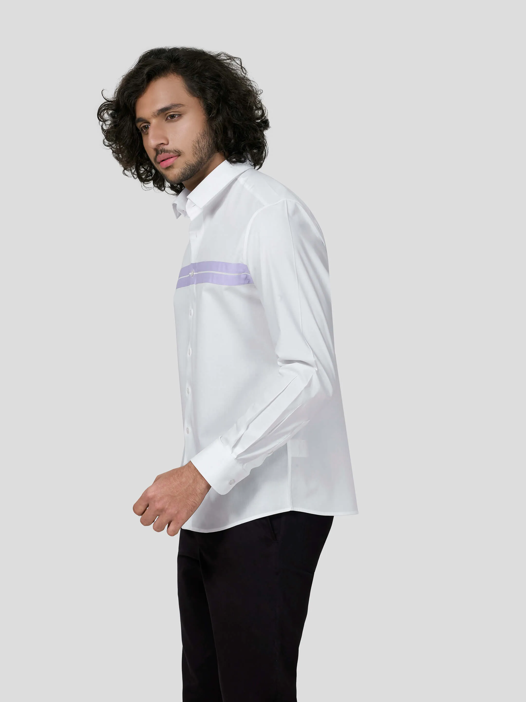 Tranquil Full Sleeve Contrast Trim Untuck Fit Shirt