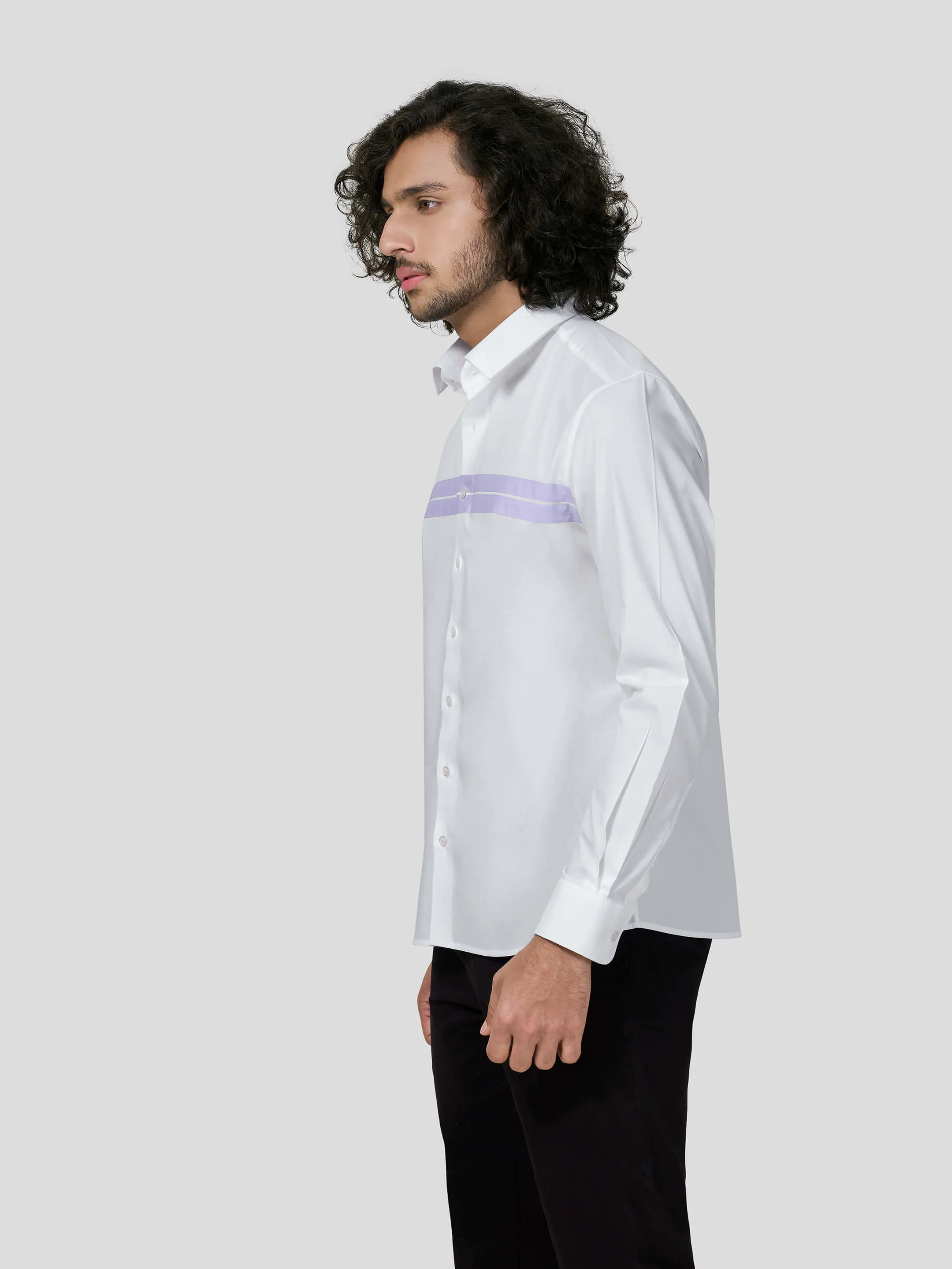 Tranquil Full Sleeve Contrast Trim Untuck Fit Shirt