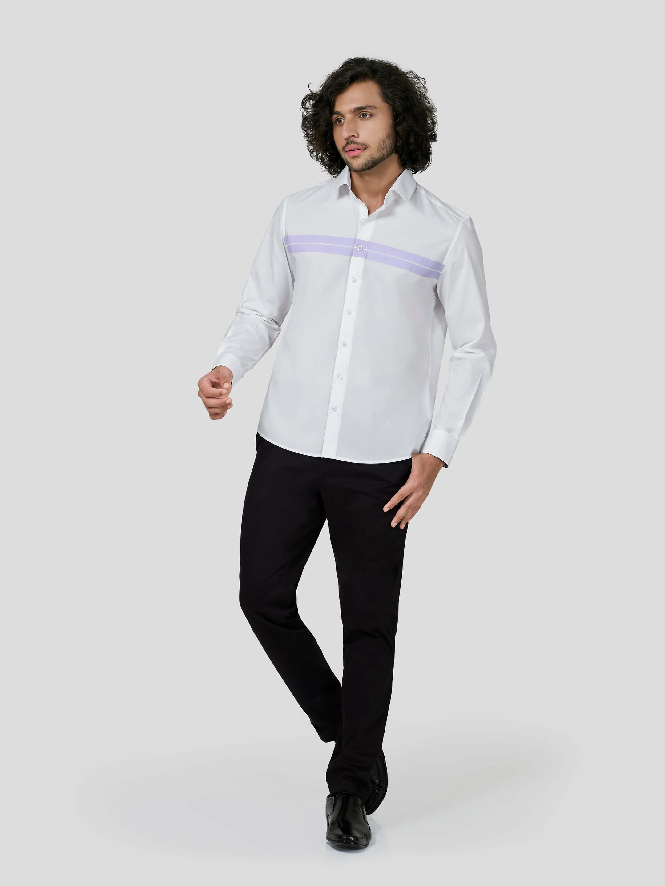 Tranquil Full Sleeve Contrast Trim Untuck Fit Shirt