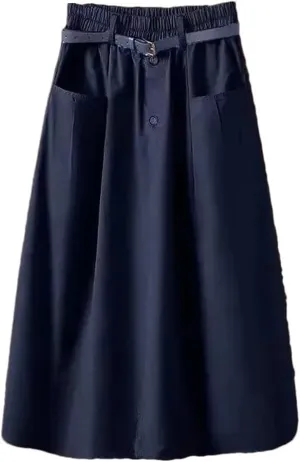 Women's Office Work Pencil Skirt Stretch High Waist with Pockets Business Casual Mid-Length Skirt